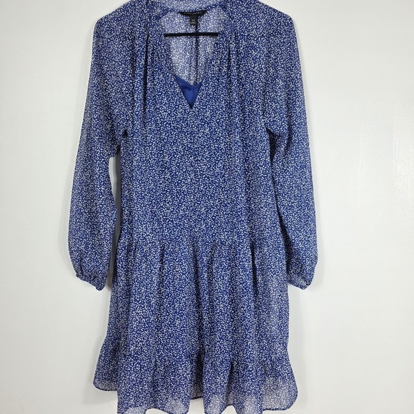 Banana Republic  Blue Floral Ruffle Mid Dress‎ Flowy XS - Picture 2 of 6